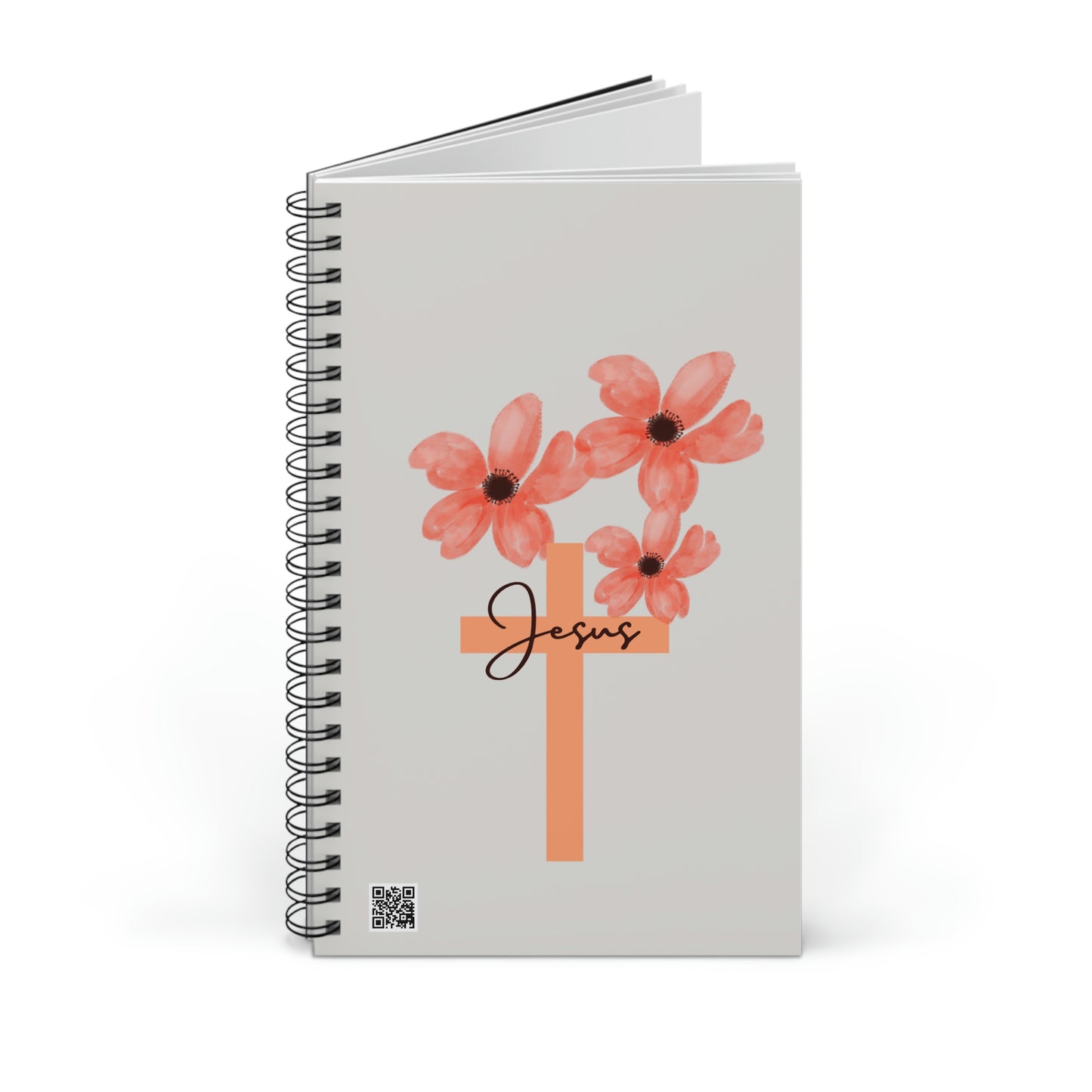 Jesus Cross and Flowers Spiral Journal