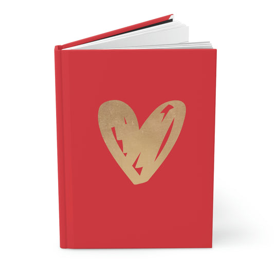 Red/Gold Heart Hardcover Journal Matte