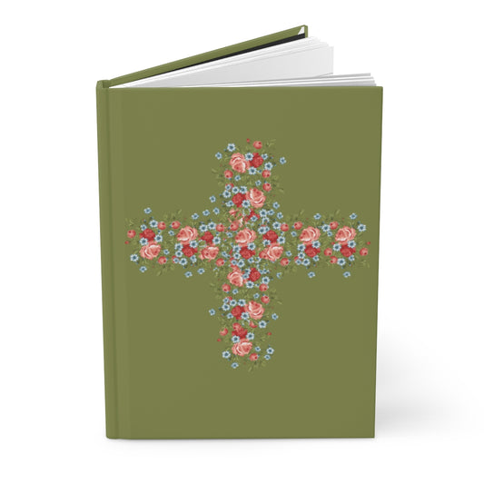 Flower Cross Green Hardcover Journal Matte