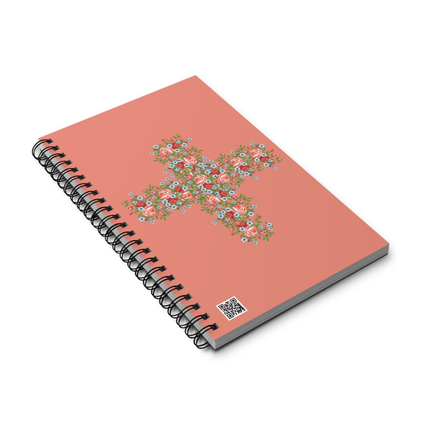 Pink Flower Cross Spiral Journal