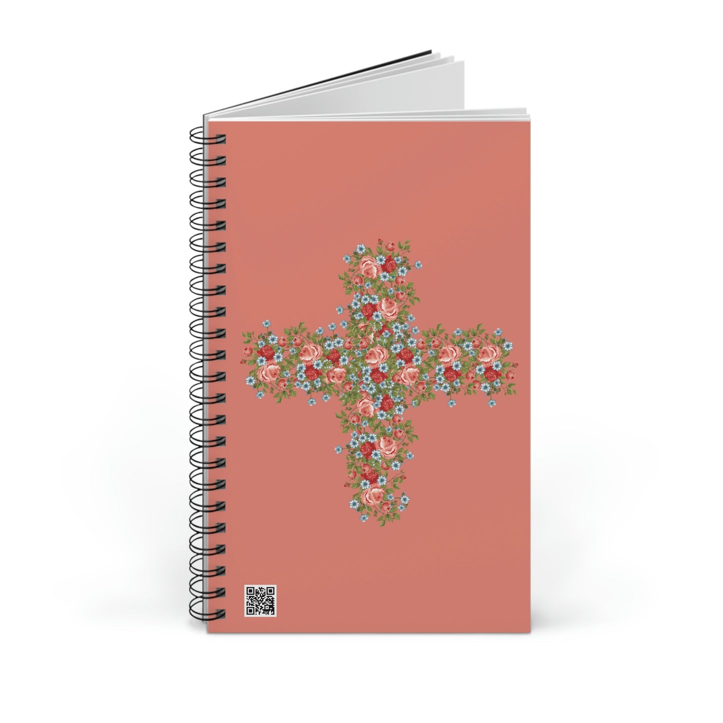 Pink Flower Cross Spiral Journal