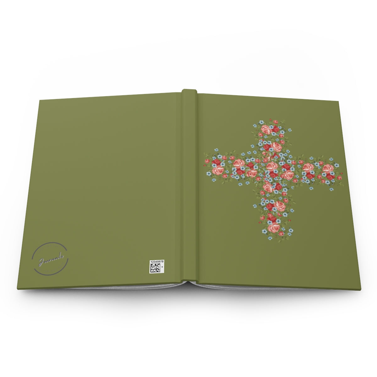 Flower Cross Green Hardcover Journal Matte