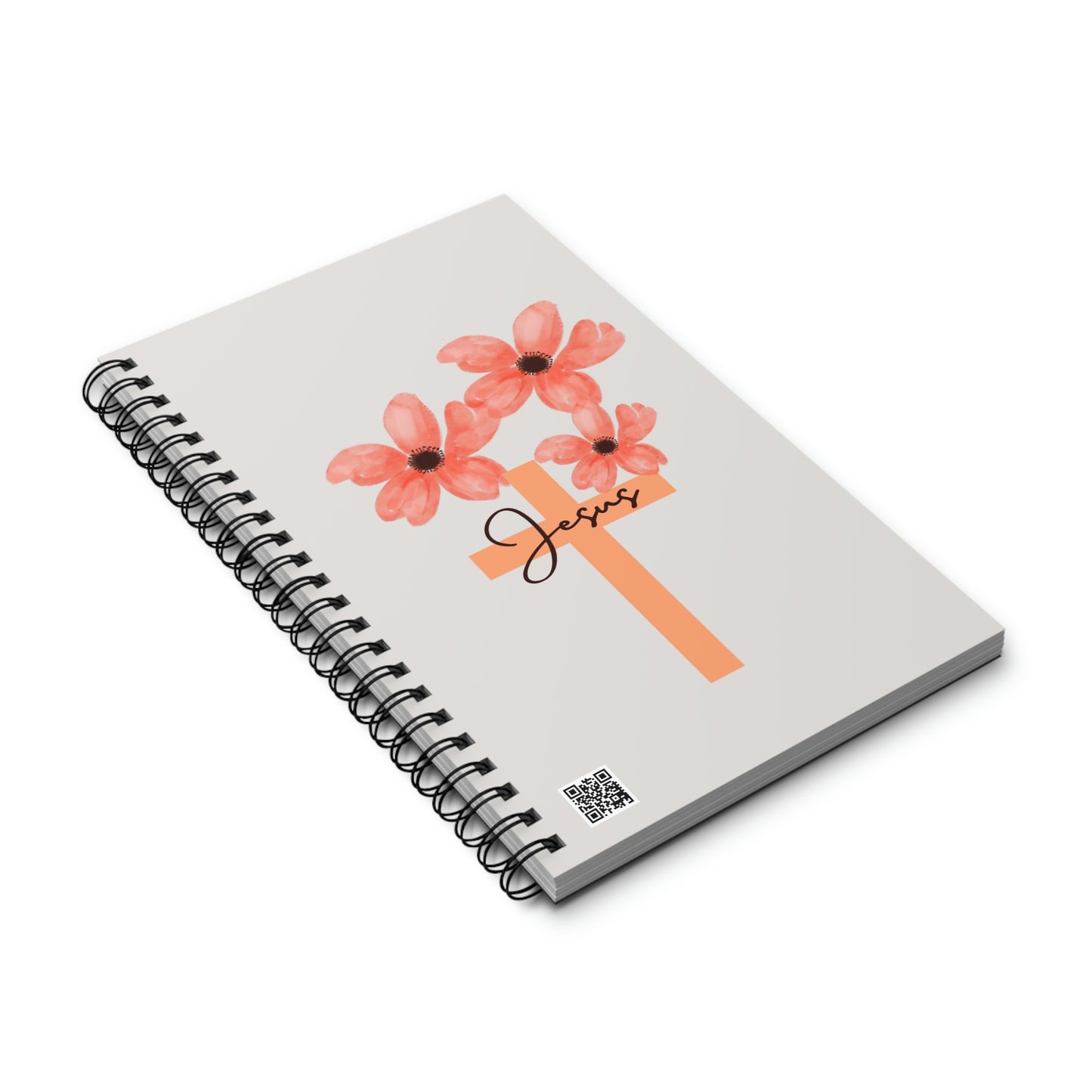 Jesus Cross and Flowers Spiral Journal