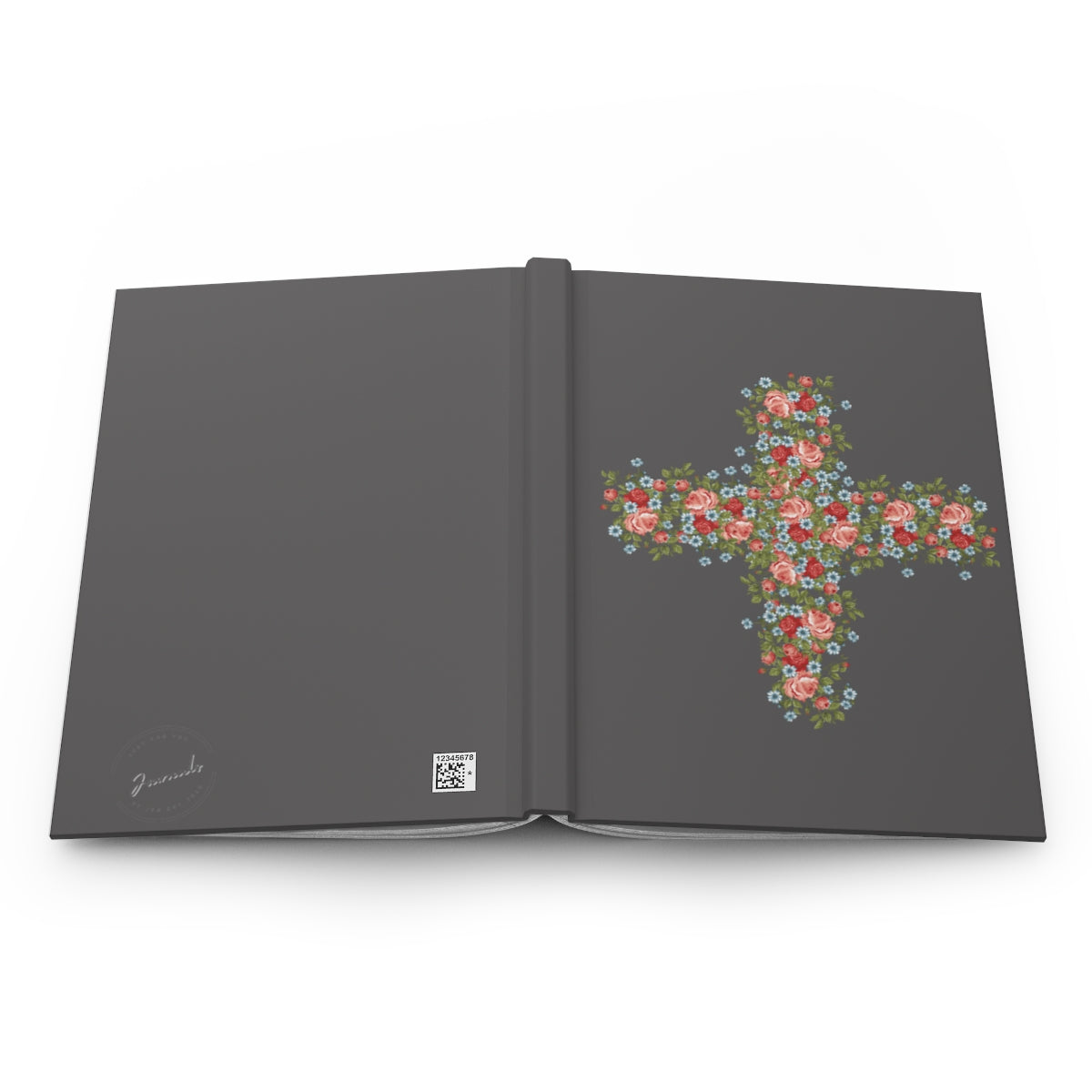 Flower Cross Grey Hardcover Journal Matte