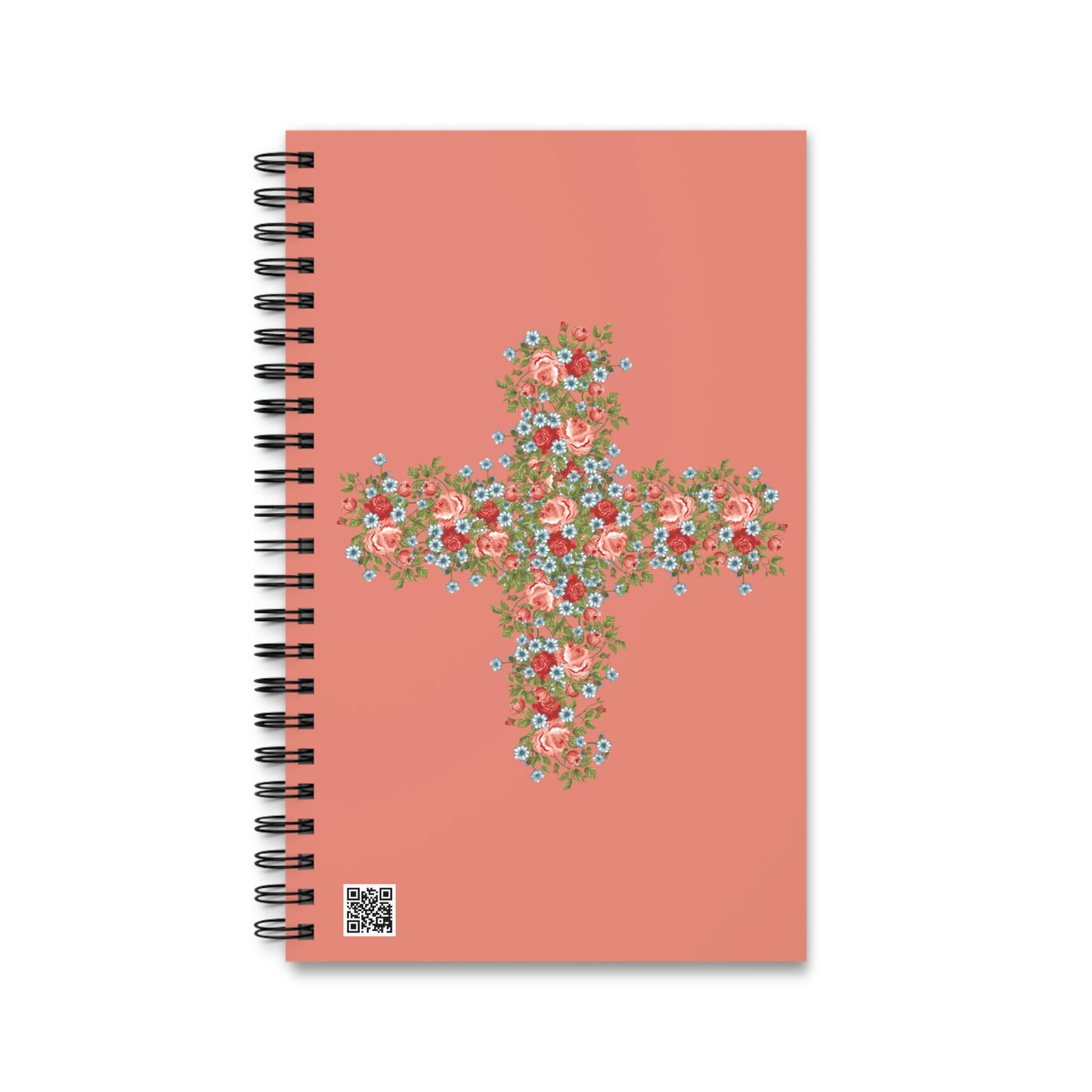 Pink Flower Cross Spiral Journal