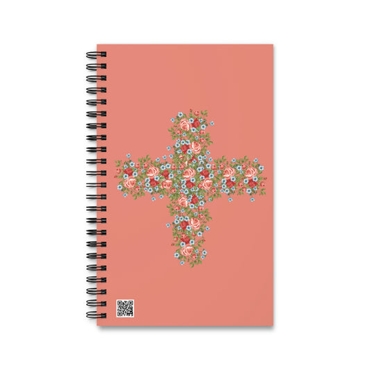 Pink Flower Cross Spiral Journal